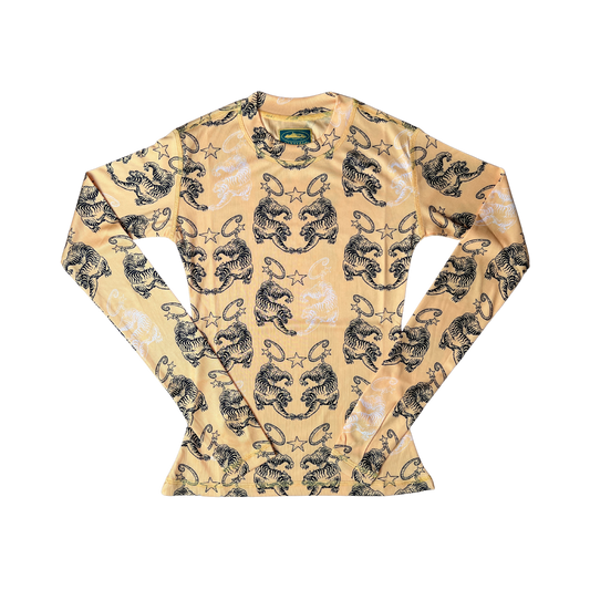 Women's Tiger Mesh Longsleeve - Yellow - StraightFromThe.UK