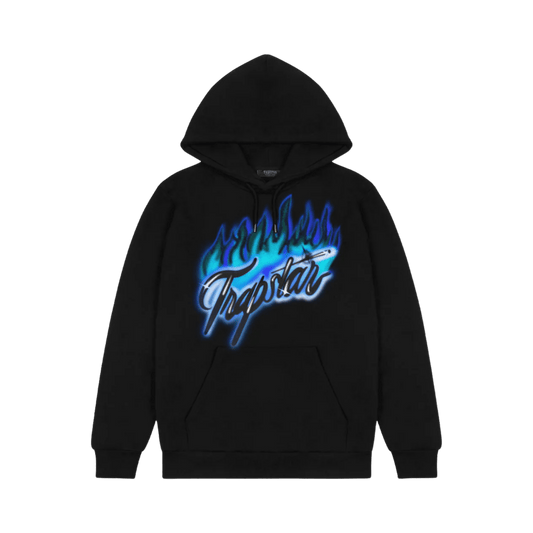 Flame Print Hoodie - Black/Purple - StraightFromThe.UK